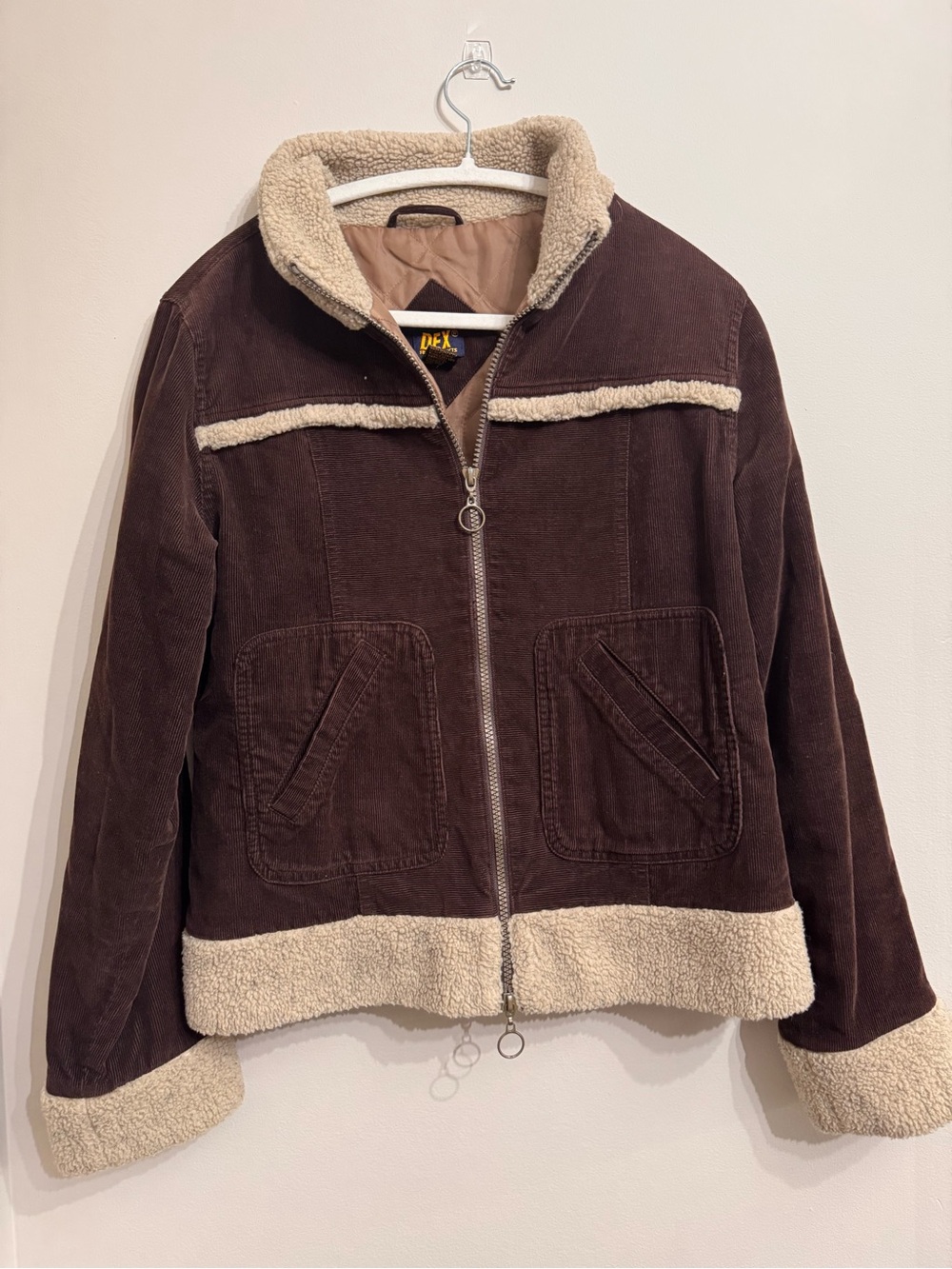 Woman’s Vintage DEX Brown Corduroy Sherpa Trim Jacket Y2K